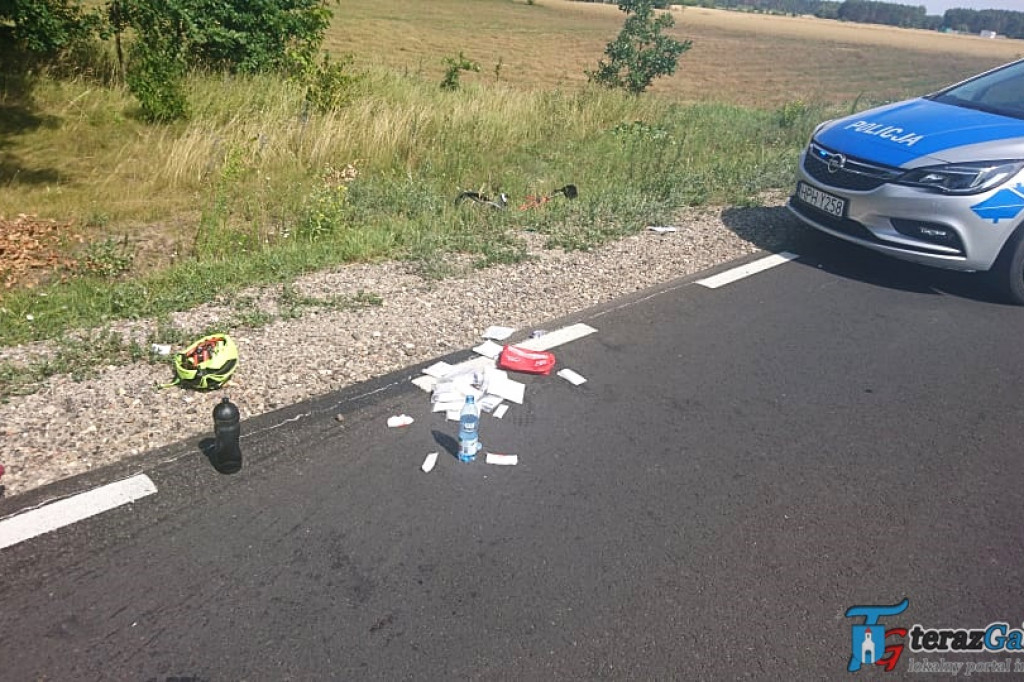 Wypadek i pożar w Wymyślu. Wszystko w jednym czasie. [zdjęcia]