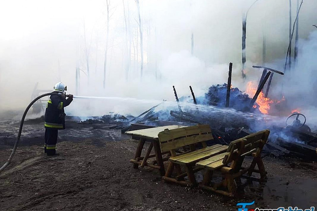 Paliła się stolarnia i las. W akcji strażacy z Gąbina. [zdjęcia]