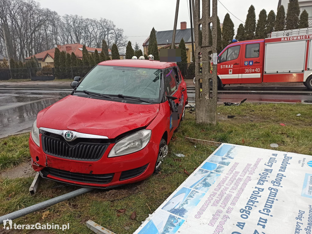 Wypadek na Dobrzykowskiej w Gąbinie.