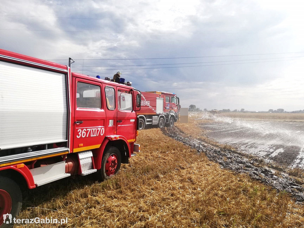 Pożar ścierniska w Starym Kamieniu.
